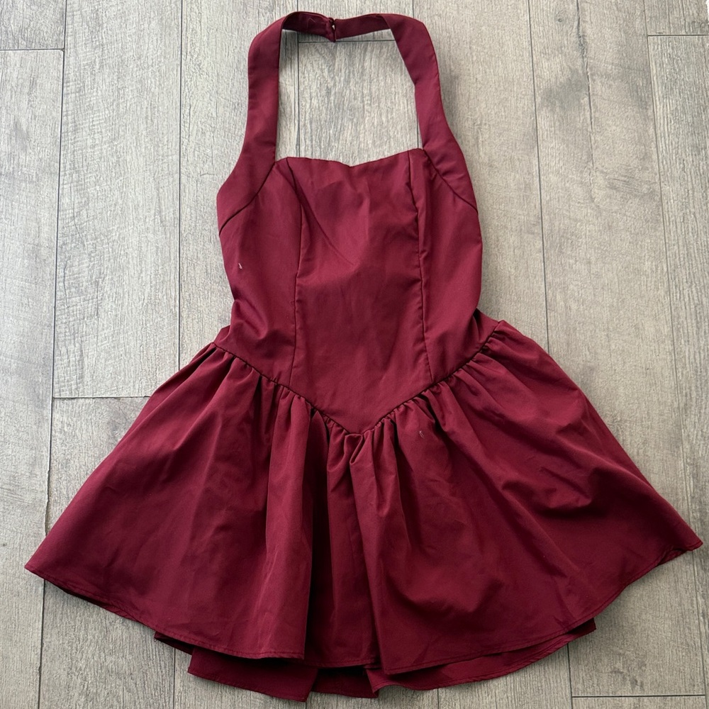 Burgundy Halter Dress